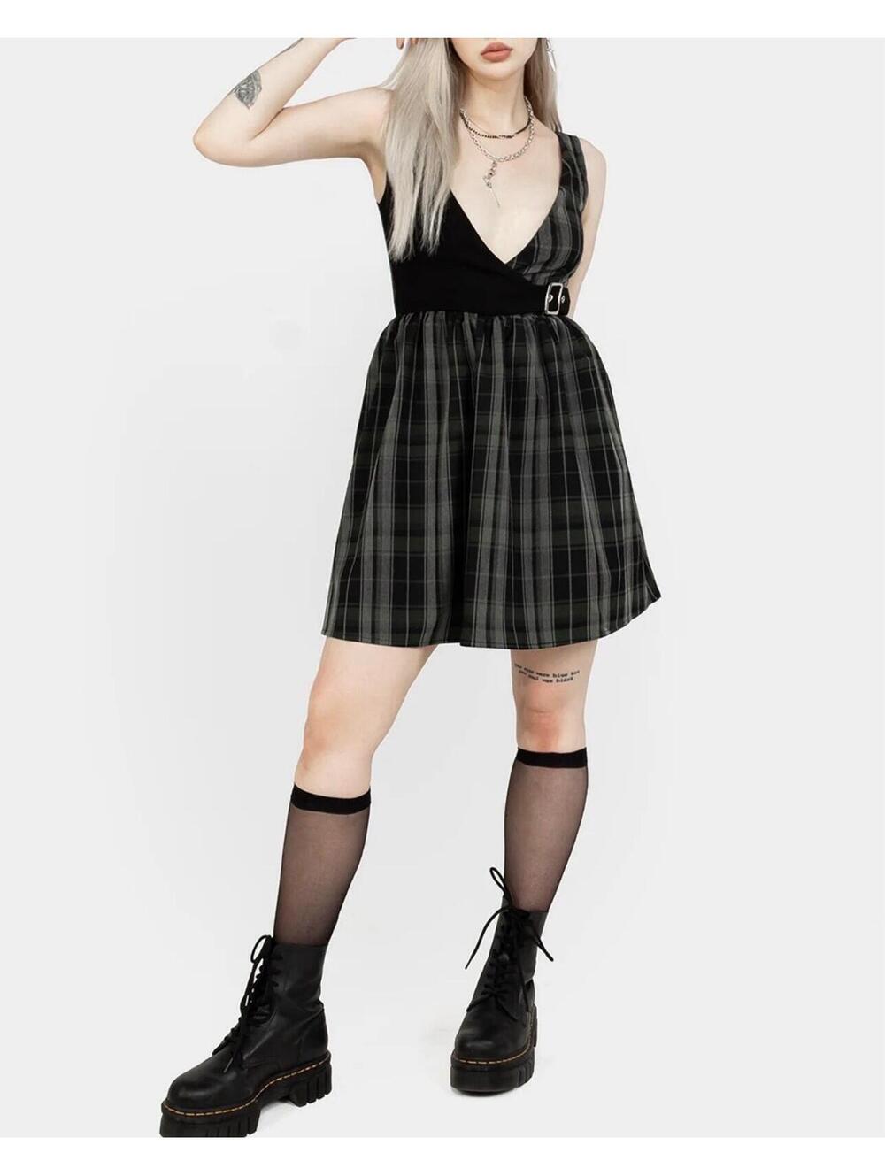 Disturbia 'Checkmate' wrap suspender mini dress Size 10